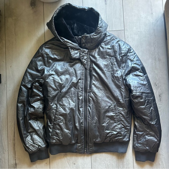 NWT AX Armani Exchange Metallic Hooded Puffer Jacket ✨Size Medium